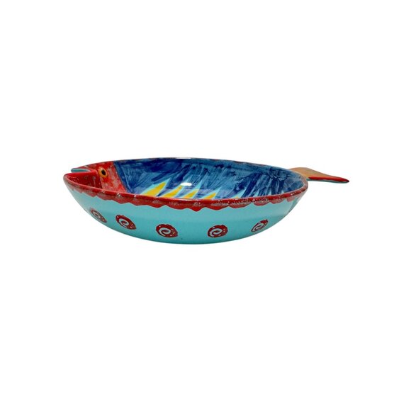 Italica ARS Hand Painted Fish Shaped 9” Bowl Made In Italy - Picture 2 of 8